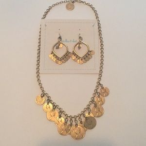 Coin necklace and chandelier earrings